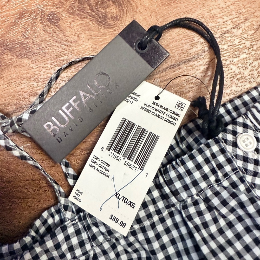 NWT Patchwork Gingham Off Shoulder Cotton Mini Dress Buffalo David Bitton Sz XL - Picture 5 of 8